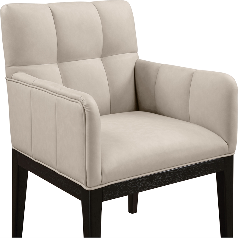 Meridian Furniture Adrian Taupe Vegan Leather Dining Arm Chair (Set of 2)