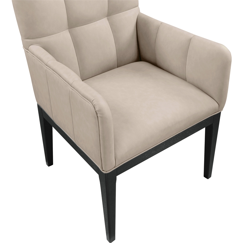 Meridian Furniture Adrian Taupe Vegan Leather Dining Arm Chair (Set of 2)