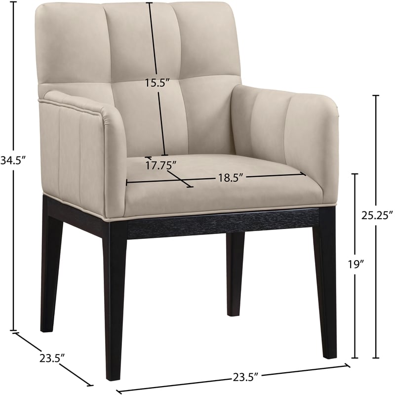 Meridian Furniture Adrian Taupe Vegan Leather Dining Arm Chair (Set of 2)