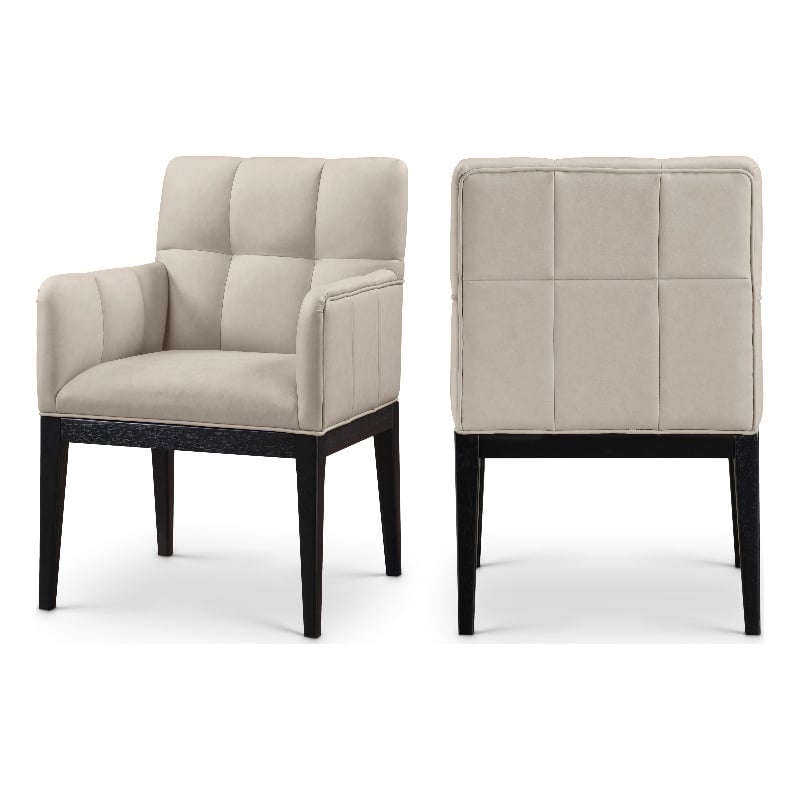 Meridian Furniture Adrian Taupe Vegan Leather Dining Arm Chair (Set of 2)