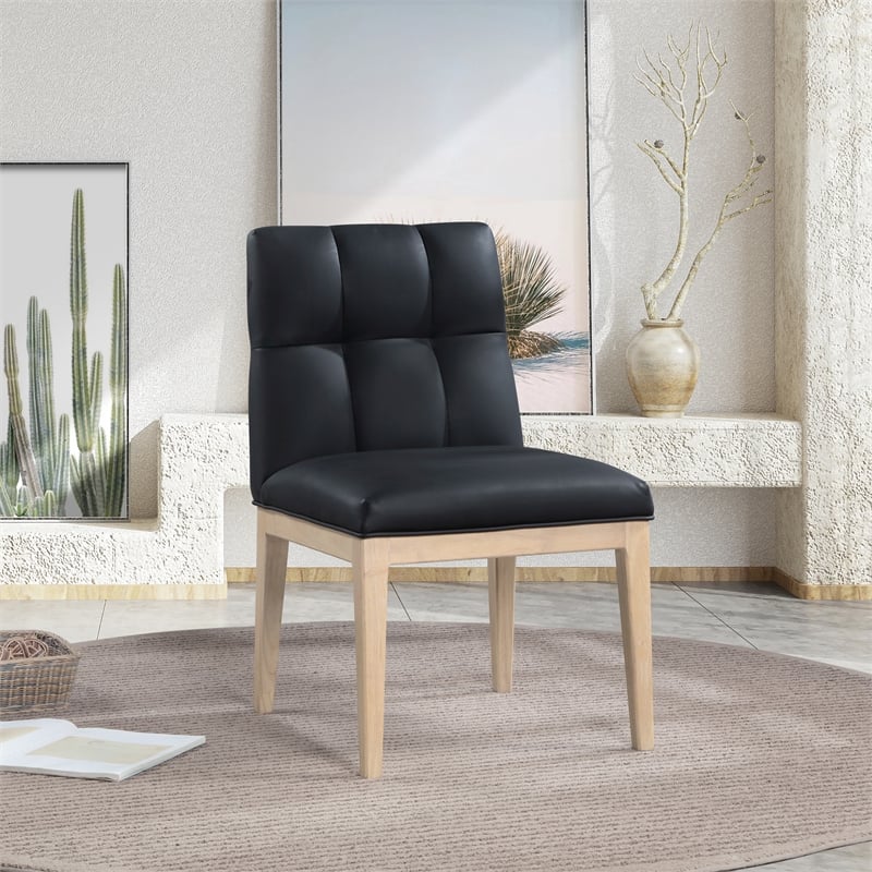 Meridian Furniture Adrian Black Vegan Leather Dining Side Chair (Set of 2)