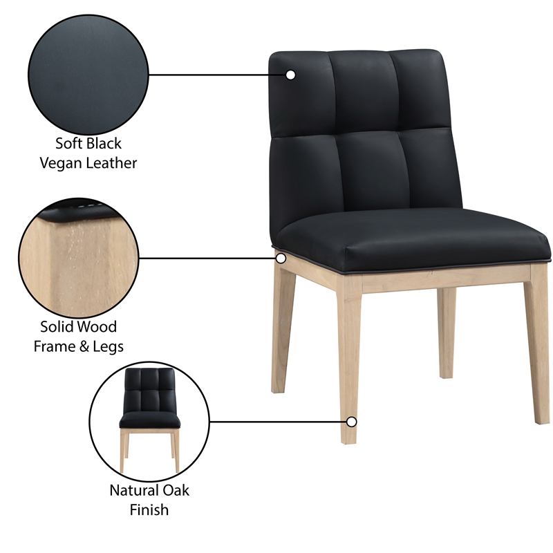 Meridian Furniture Adrian Black Vegan Leather Dining Side Chair (Set of 2)