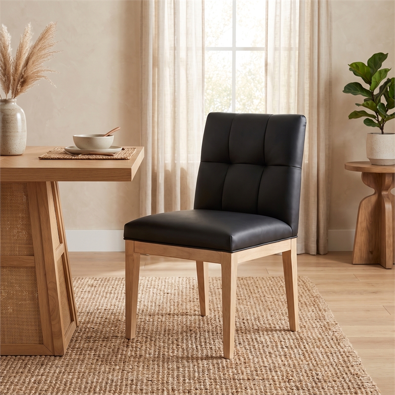 Meridian Furniture Adrian Black Vegan Leather Dining Side Chair (Set of 2)