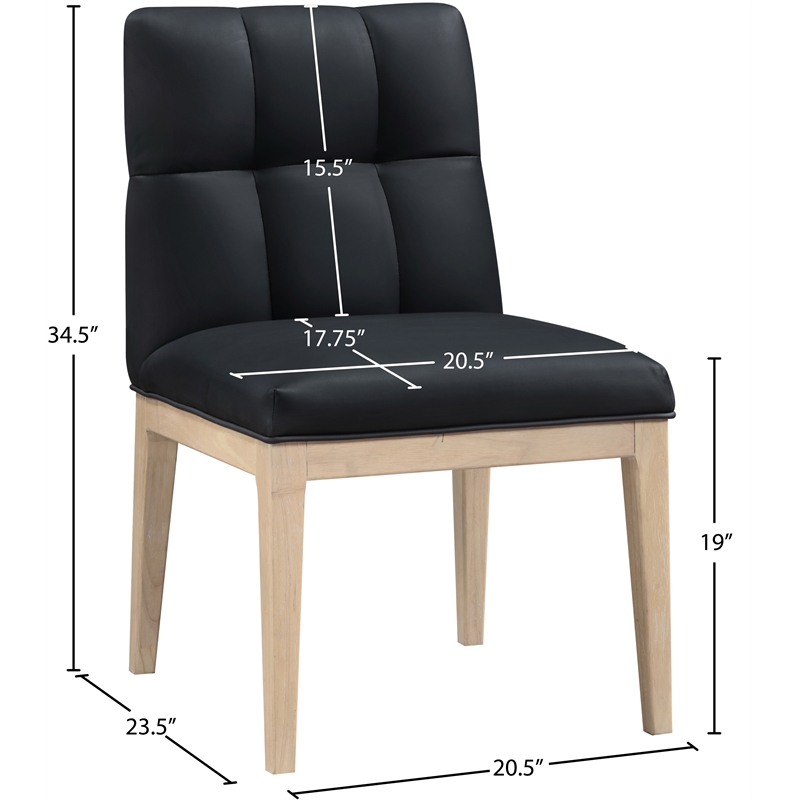 Meridian Furniture Adrian Black Vegan Leather Dining Side Chair (Set of 2)