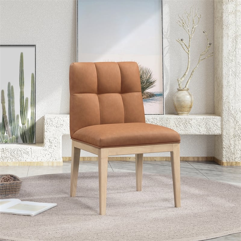 Meridian Furniture Adrian Cognac Vegan Leather Dining Side Chair (Set of 2)