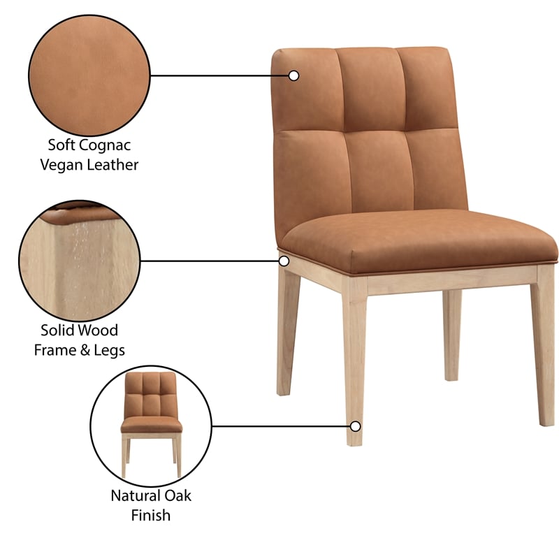 Meridian Furniture Adrian Cognac Vegan Leather Dining Side Chair (Set of 2)