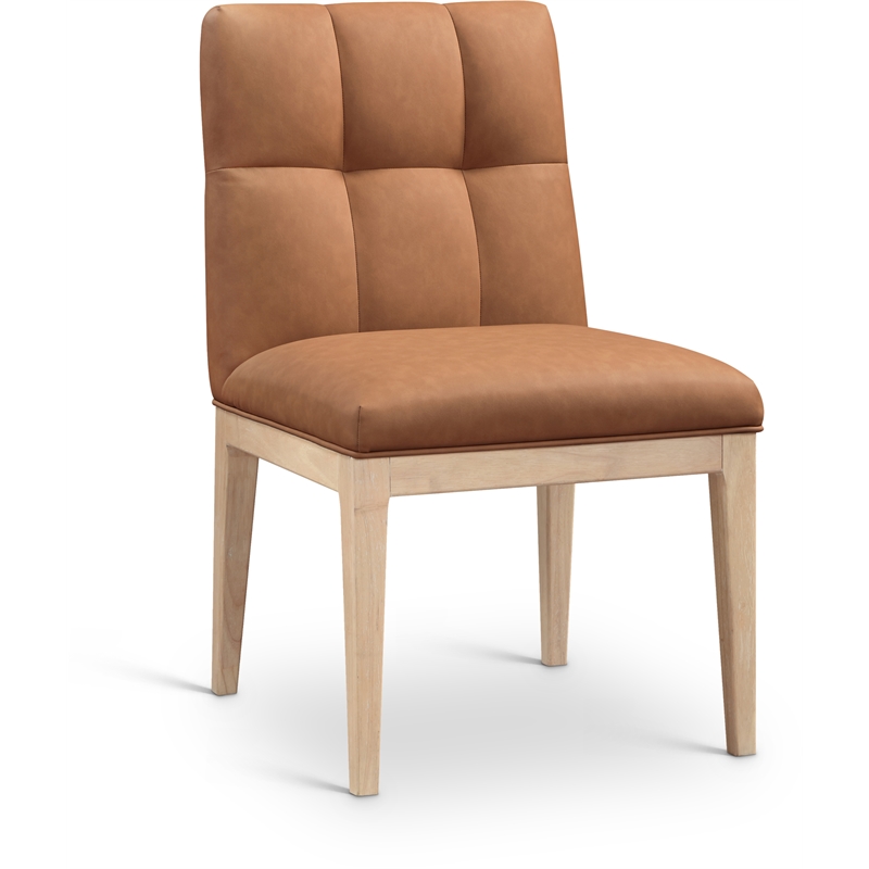 Meridian Furniture Adrian Cognac Vegan Leather Dining Side Chair (Set of 2)