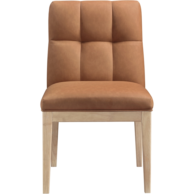 Meridian Furniture Adrian Cognac Vegan Leather Dining Side Chair (Set of 2)