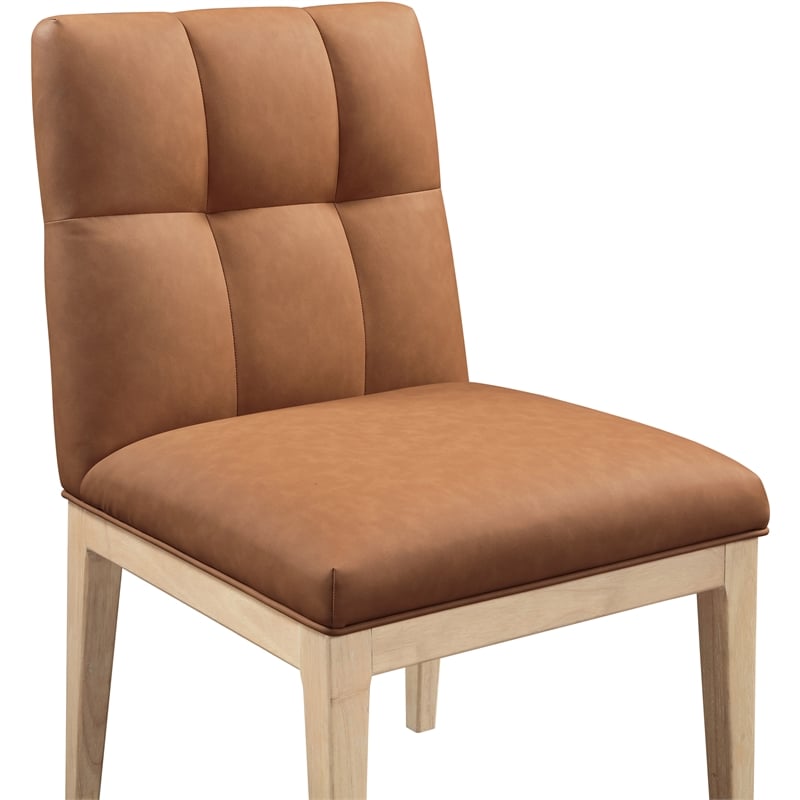Meridian Furniture Adrian Cognac Vegan Leather Dining Side Chair (Set of 2)
