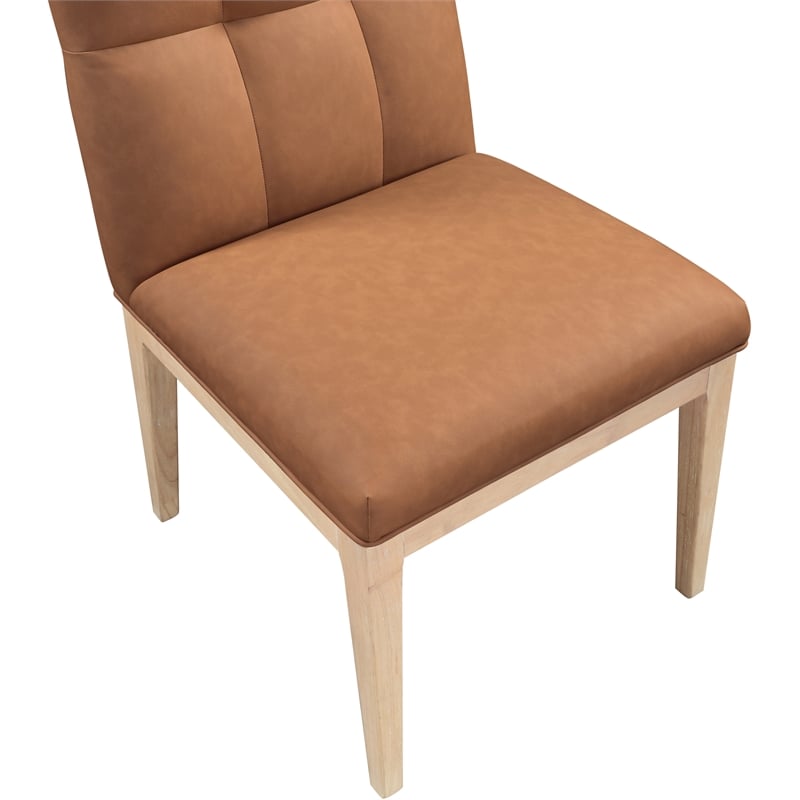 Meridian Furniture Adrian Cognac Vegan Leather Dining Side Chair (Set of 2)