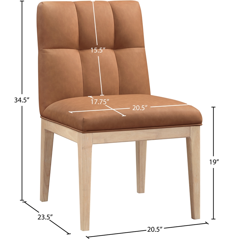 Meridian Furniture Adrian Cognac Vegan Leather Dining Side Chair (Set of 2)