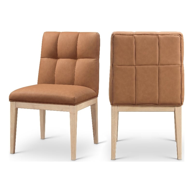 Meridian Furniture Adrian Cognac Vegan Leather Dining Side Chair (Set of 2)