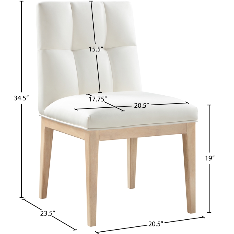 Meridian Furniture Adrian Cream Vegan Leather Dining Side Chair (Set of 2)