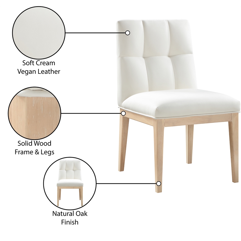 Meridian Furniture Adrian Cream Vegan Leather Dining Side Chair (Set of 2)