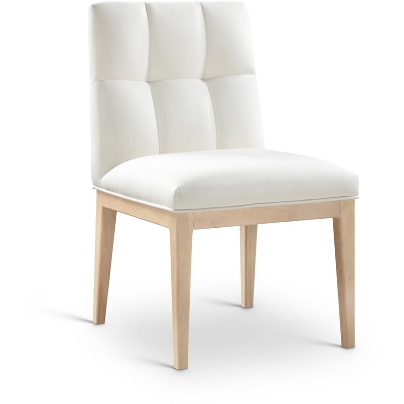 Meridian Furniture Adrian Cream Vegan Leather Dining Side Chair (Set of 2)