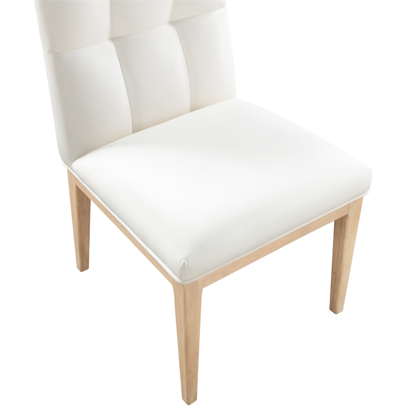 Meridian Furniture Adrian Cream Vegan Leather Dining Side Chair (Set of 2)