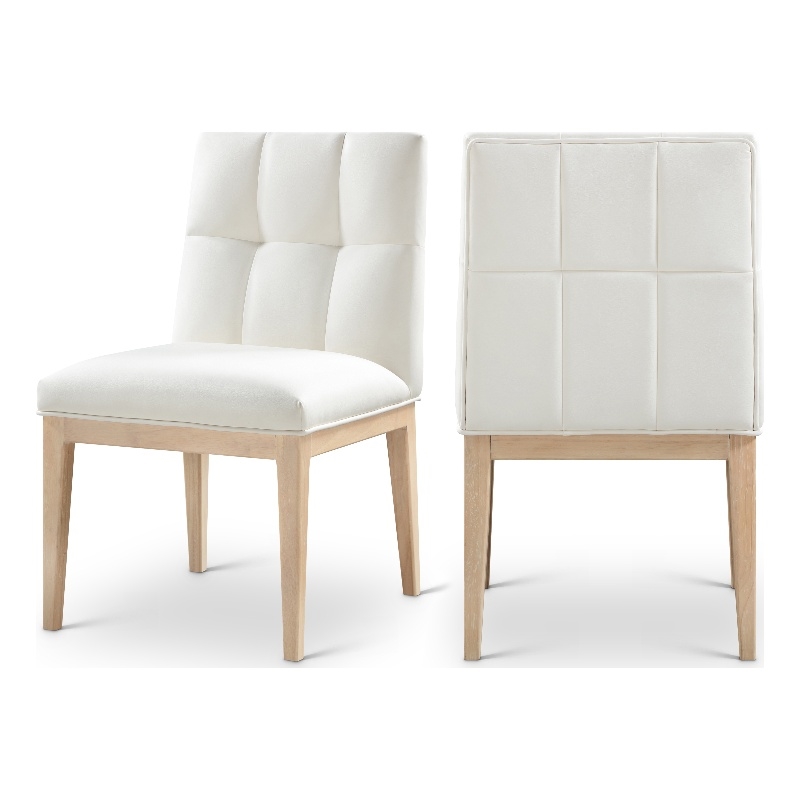 Meridian Furniture Adrian Cream Vegan Leather Dining Side Chair (Set of 2)