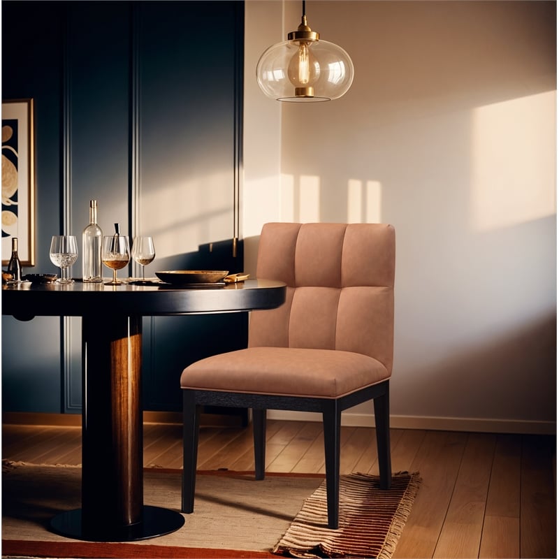 Meridian Furniture Adrian Cognac Vegan Leather Dining Side Chair (Set of 2)