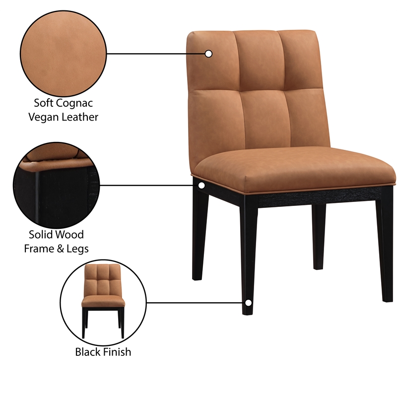 Meridian Furniture Adrian Cognac Vegan Leather Dining Side Chair (Set of 2)