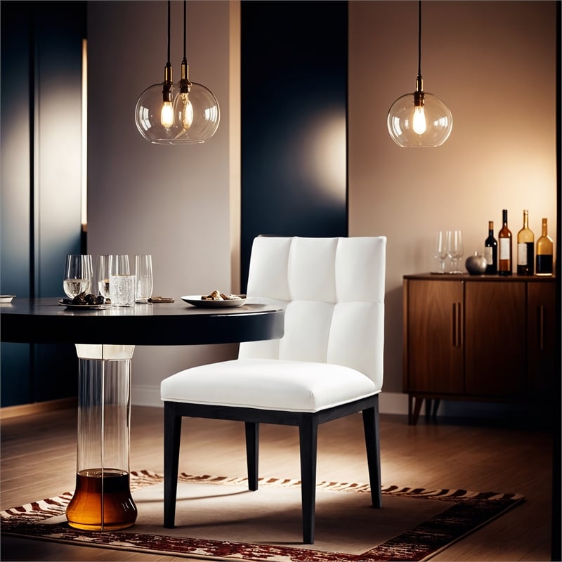 Meridian Furniture Adrian Cream Vegan Leather Dining Side Chair (Set of 2)