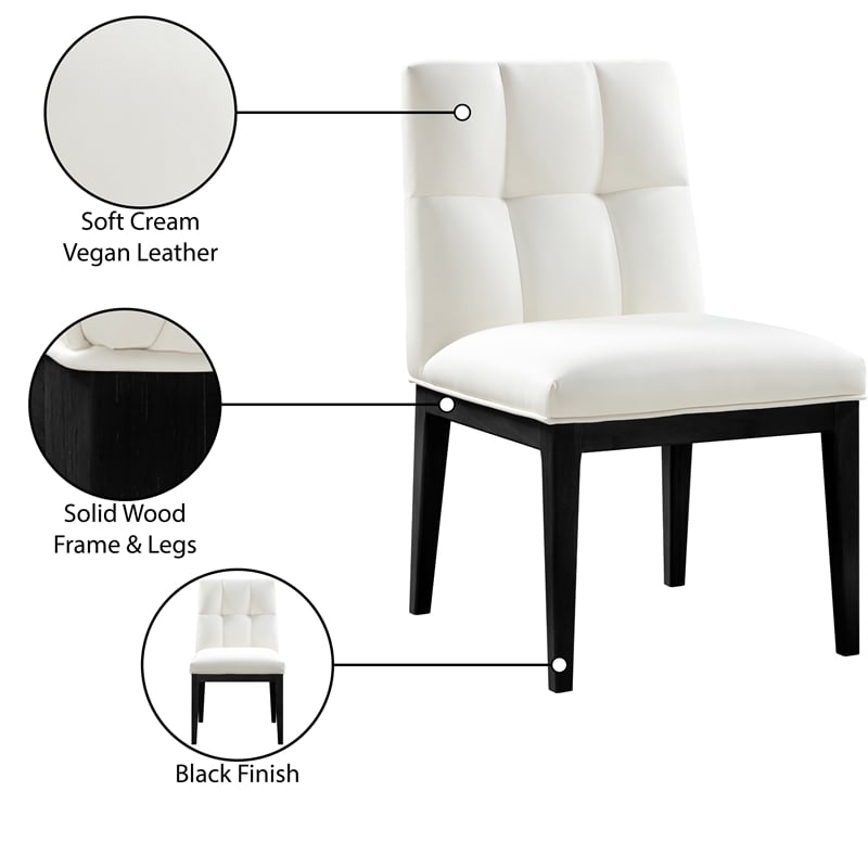 Meridian Furniture Adrian Cream Vegan Leather Dining Side Chair (Set of 2)