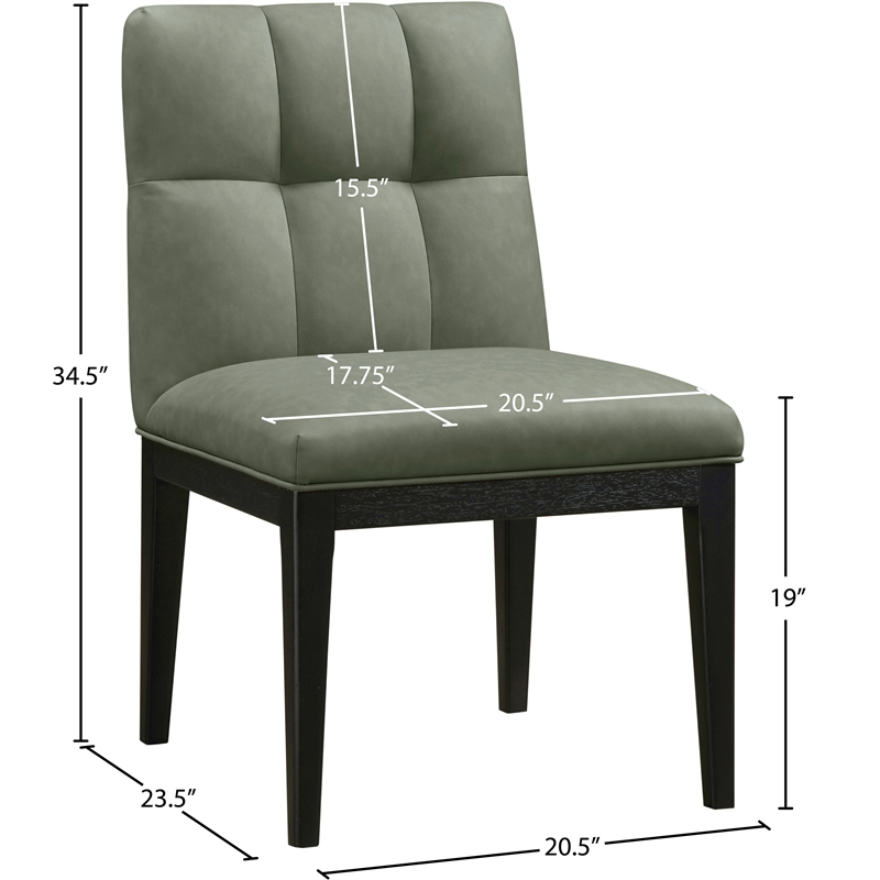 Meridian Furniture Adrian Green Vegan Leather Dining Side Chair (Set of 2)