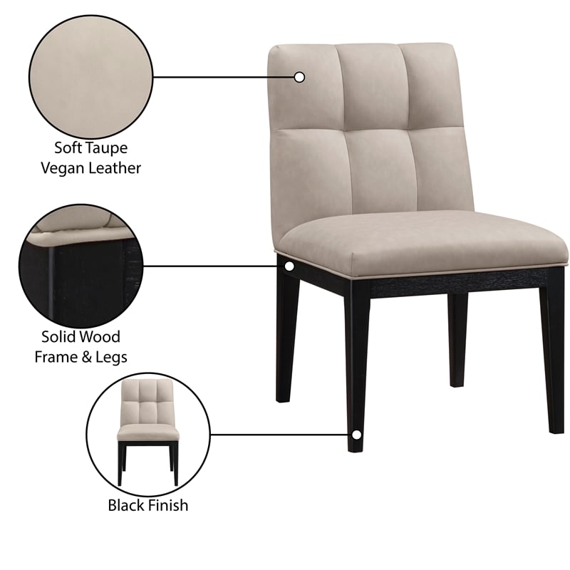 Meridian Furniture Adrian Taupe Vegan Leather Dining Side Chair (Set of 2)