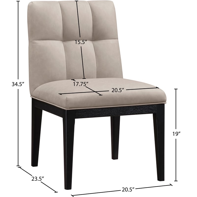 Meridian Furniture Adrian Taupe Vegan Leather Dining Side Chair (Set of 2)