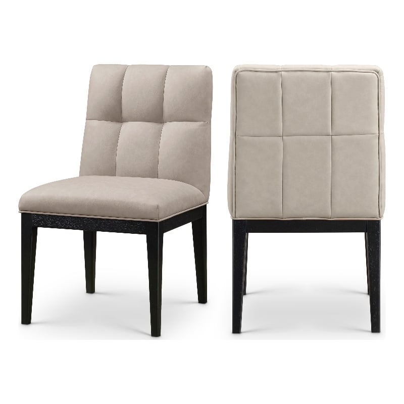 Meridian Furniture Adrian Taupe Vegan Leather Dining Side Chair (Set of 2)