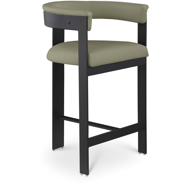 Meridian Furniture Romeo Olive Green Vegan Leather Counter Stool (Set of 2)