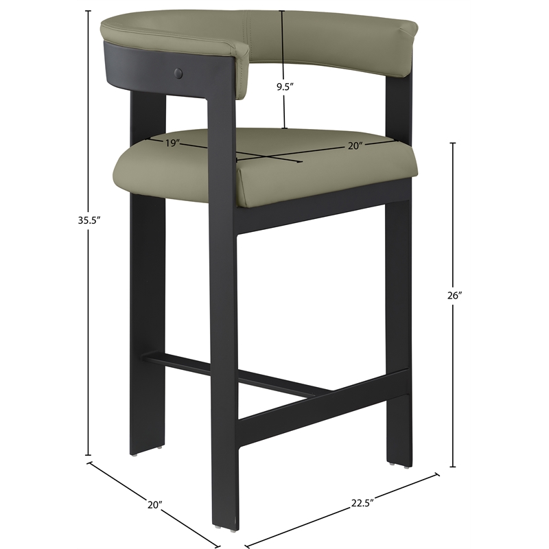 Meridian Furniture Romeo Olive Green Vegan Leather Counter Stool (Set of 2)
