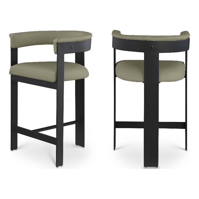 Meridian Furniture Romeo Olive Green Vegan Leather Counter Stool (Set of 2)