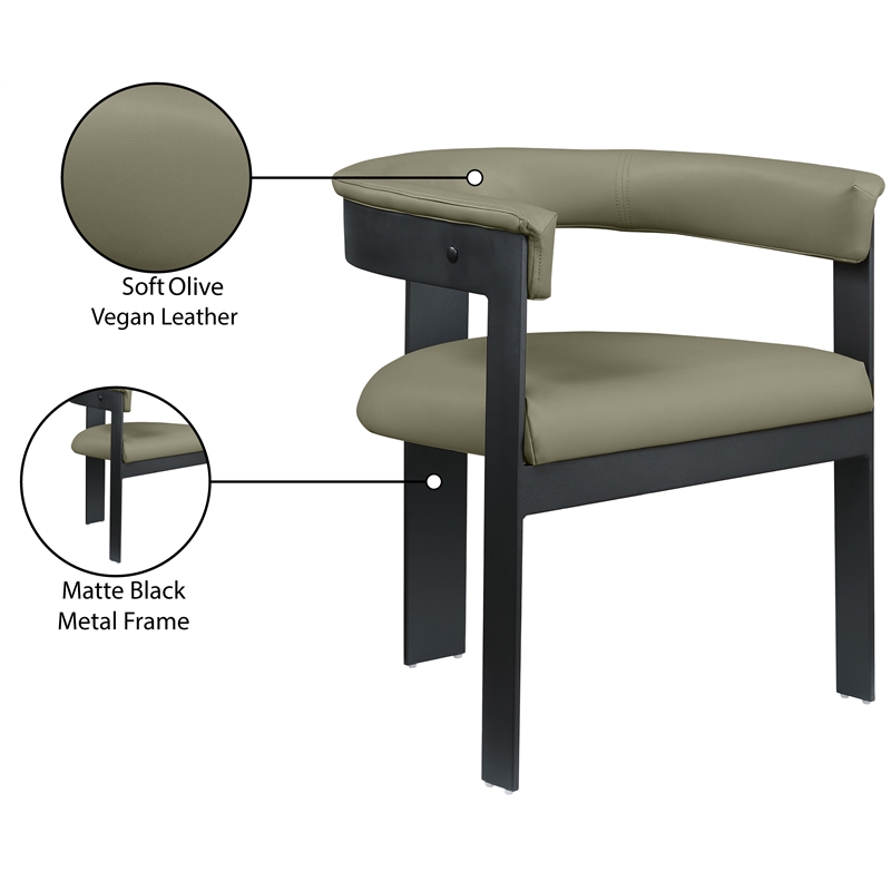 Meridian Furniture Romeo Olive Green Vegan Leather Dining Chair (Set of 2)