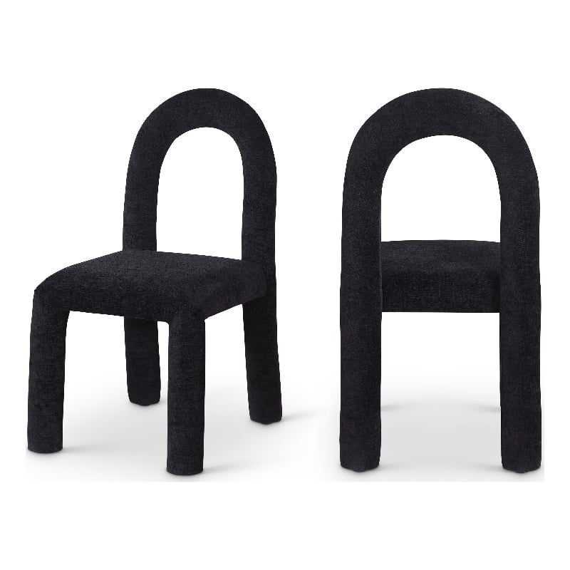 Meridian Furniture Amari Black Chenille Fabric Dining Chair (Set of 2)
