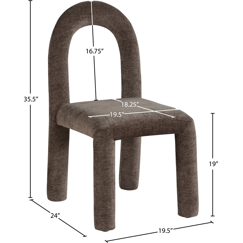 Meridian Furniture Amari Brown Chenille Fabric Dining Chair (Set of 2)