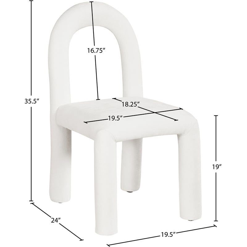 Meridian Furniture Amari Cream Chenille Fabric Dining Chair (Set of 2)