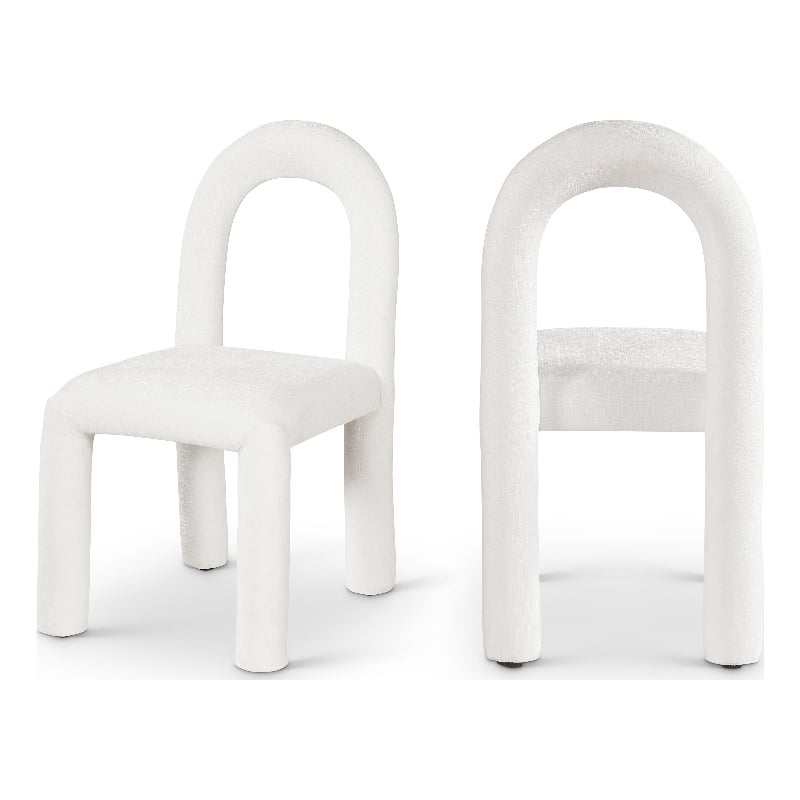 Meridian Furniture Amari Cream Chenille Fabric Dining Chair (Set of 2)