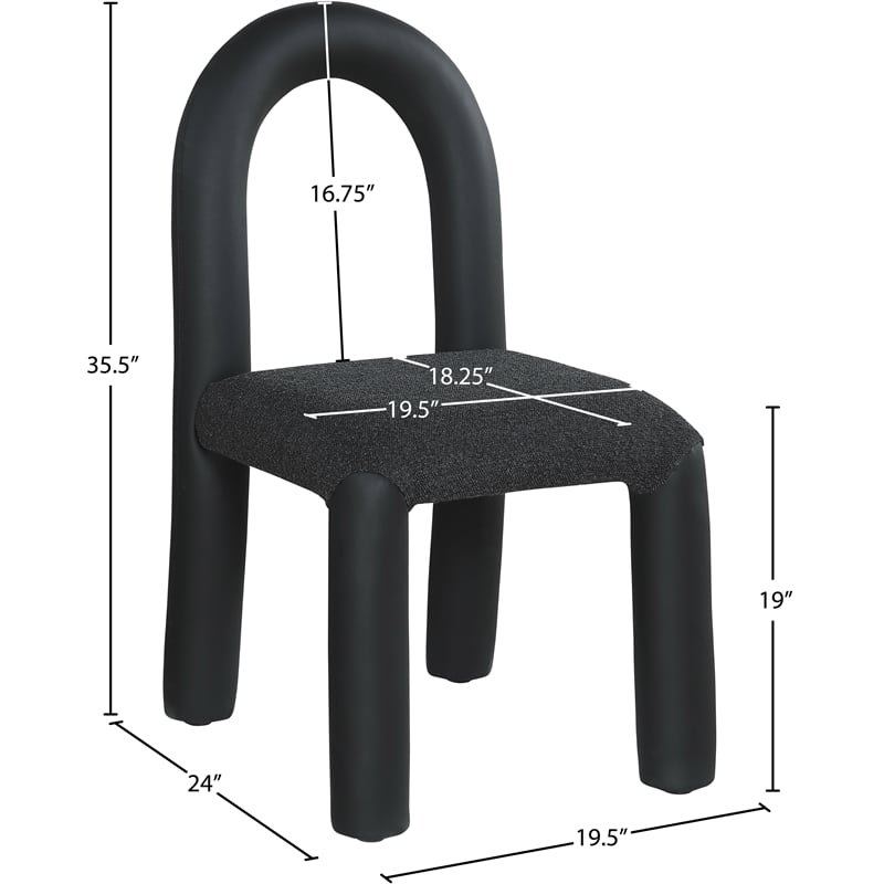 Meridian Furniture Amari Black Boucle and Vegan Leather Dining Chair (Set of 2)