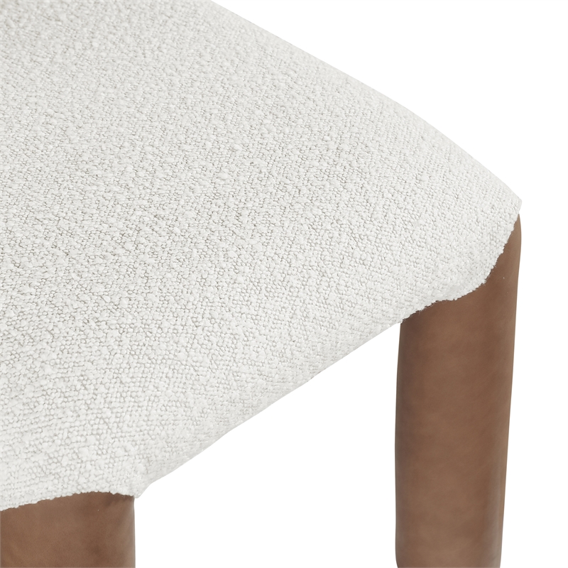 Meridian Furniture Amari Brown Boucle and Vegan Leather Dining Chair (Set of 2)