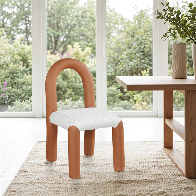 Meridian Furniture Amari Cognac Boucle and Vegan Leather Dining Chair (Set of 2)