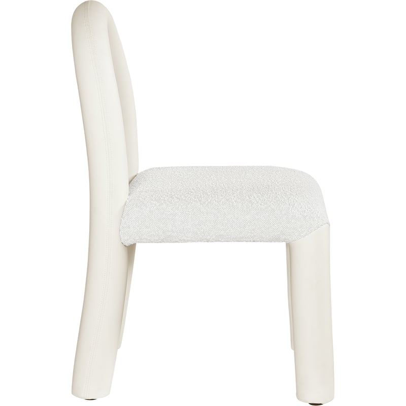 Meridian Furniture Amari Cream Boucle and Vegan Leather Dining Chair (Set of 2)