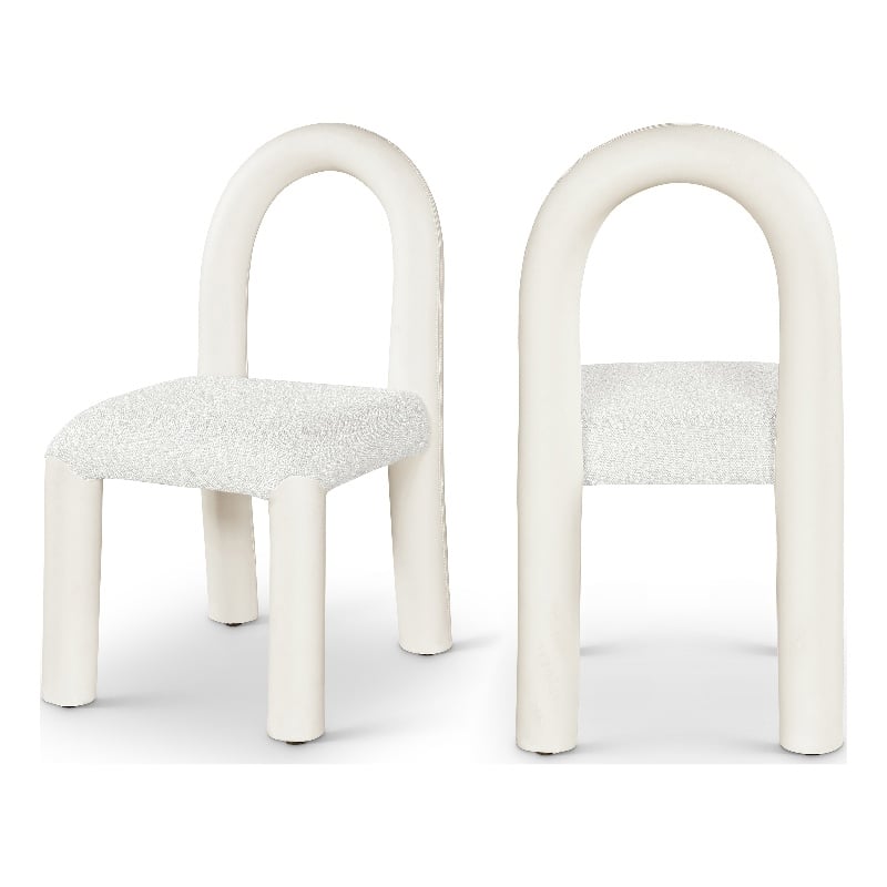 Meridian Furniture Amari Cream Boucle and Vegan Leather Dining Chair (Set of 2)