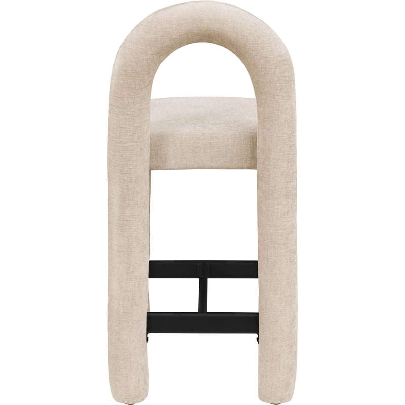Meridian Furniture Amari Beige Chenille Fabric Stool