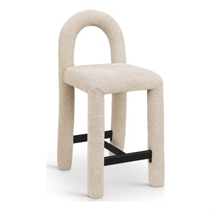 Meridian Furniture Amari Beige Chenille Fabric Stool