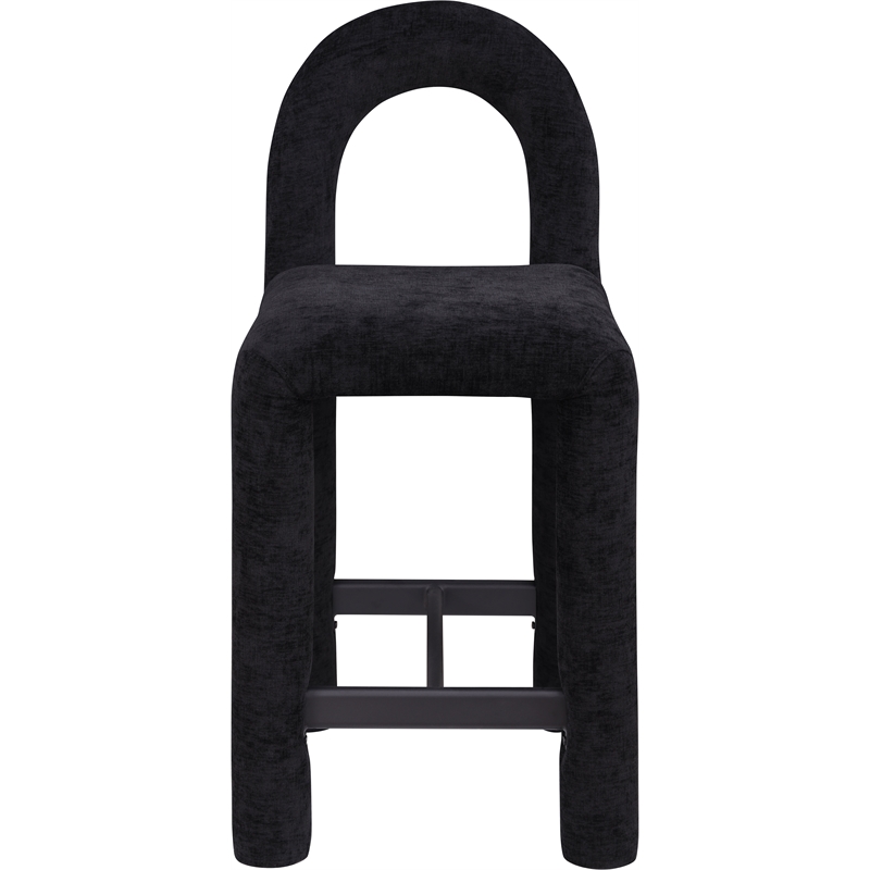 Meridian Furniture Amari Black Chenille Fabric Stool