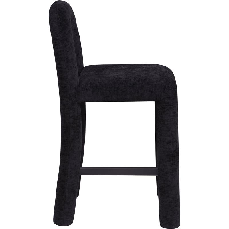 Meridian Furniture Amari Black Chenille Fabric Stool