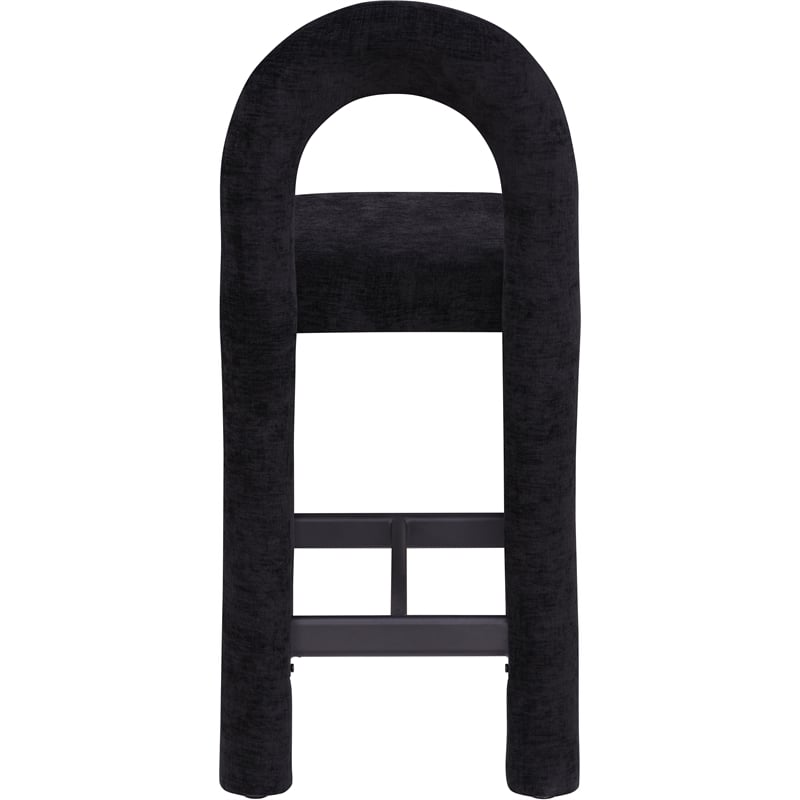 Meridian Furniture Amari Black Chenille Fabric Stool