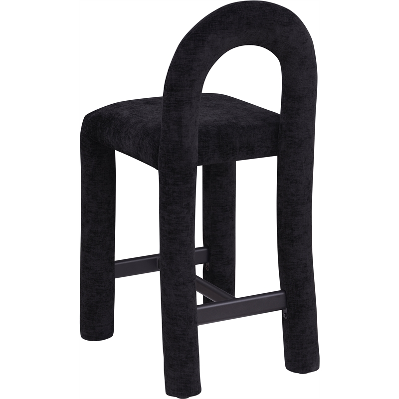 Meridian Furniture Amari Black Chenille Fabric Stool