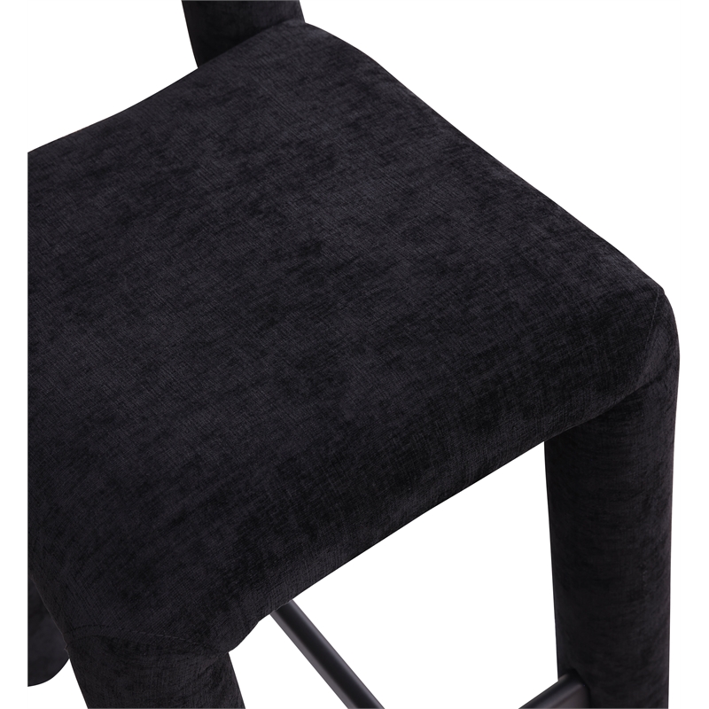 Meridian Furniture Amari Black Chenille Fabric Stool