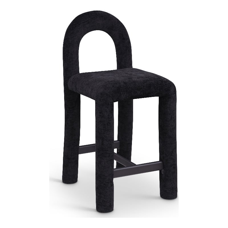 Meridian Furniture Amari Black Chenille Fabric Stool